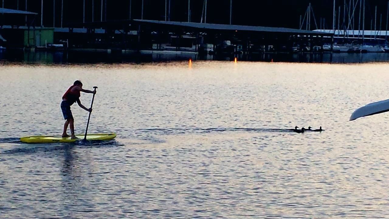 Paddleboarding at sunset on Lake DeGray