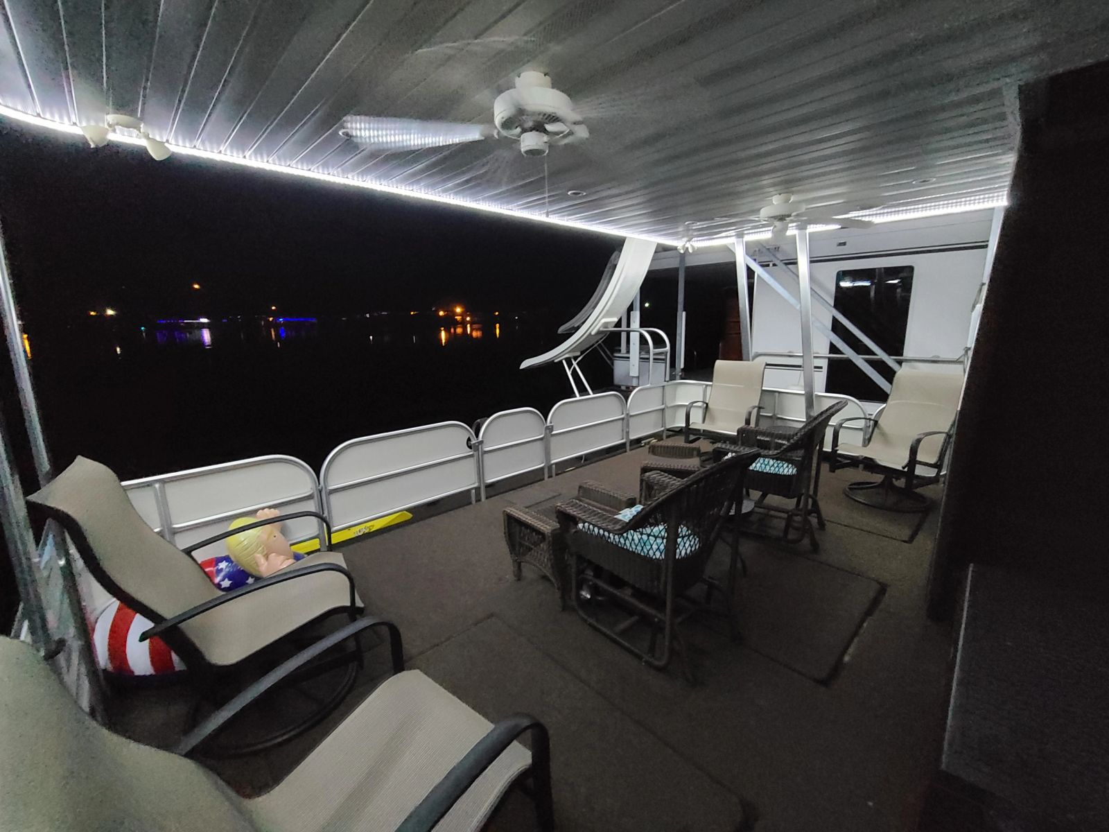 Forward patio lounge beneath the covered deck