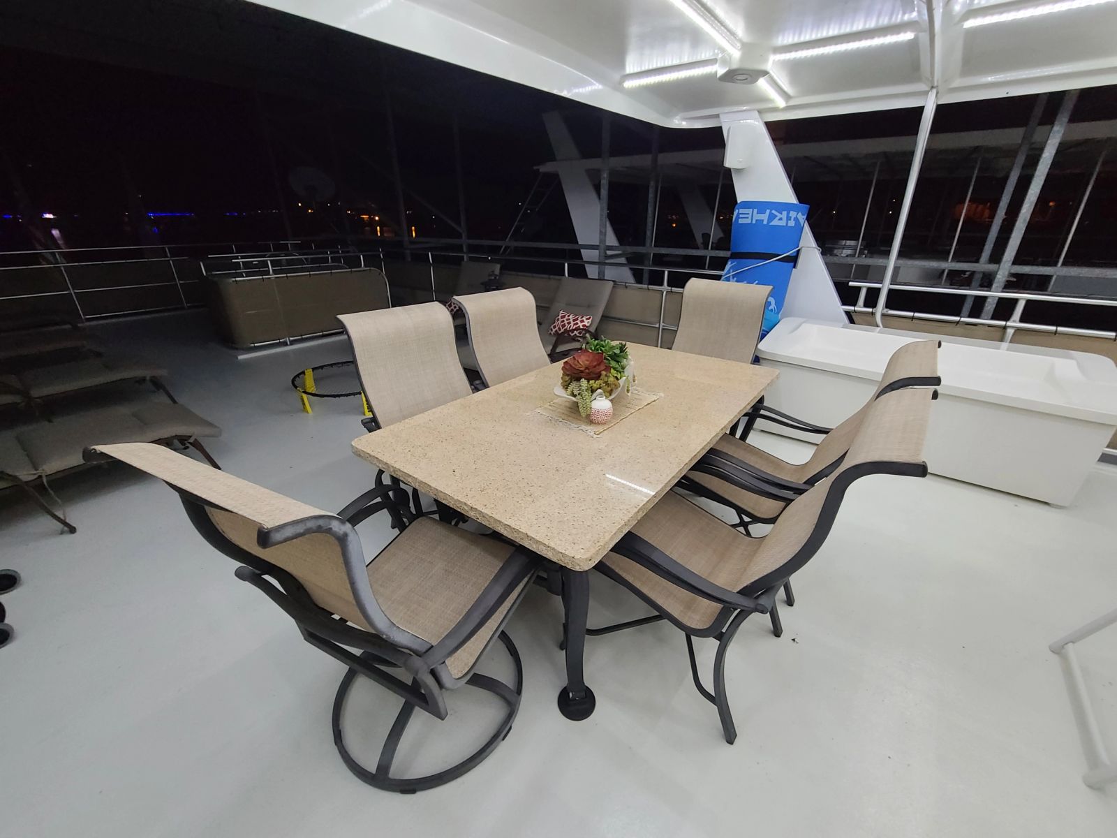 Dining and lounge area on the upper deck