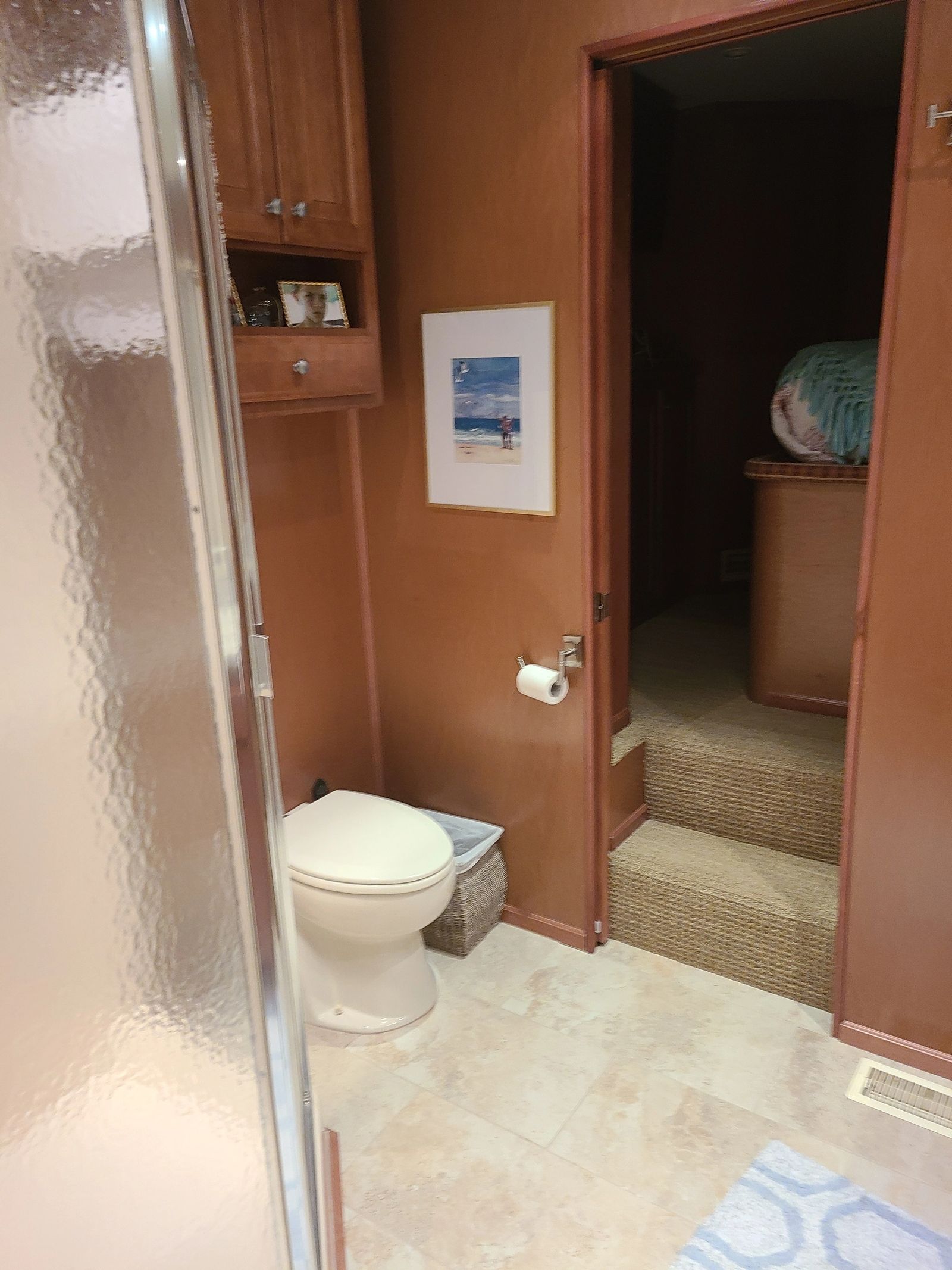 Guest bathroom with shower and private entry