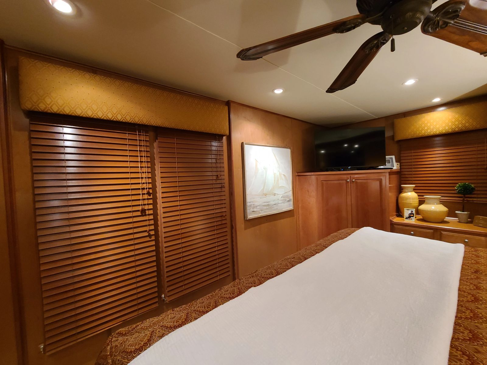 Wide view of the private primary stateroom
