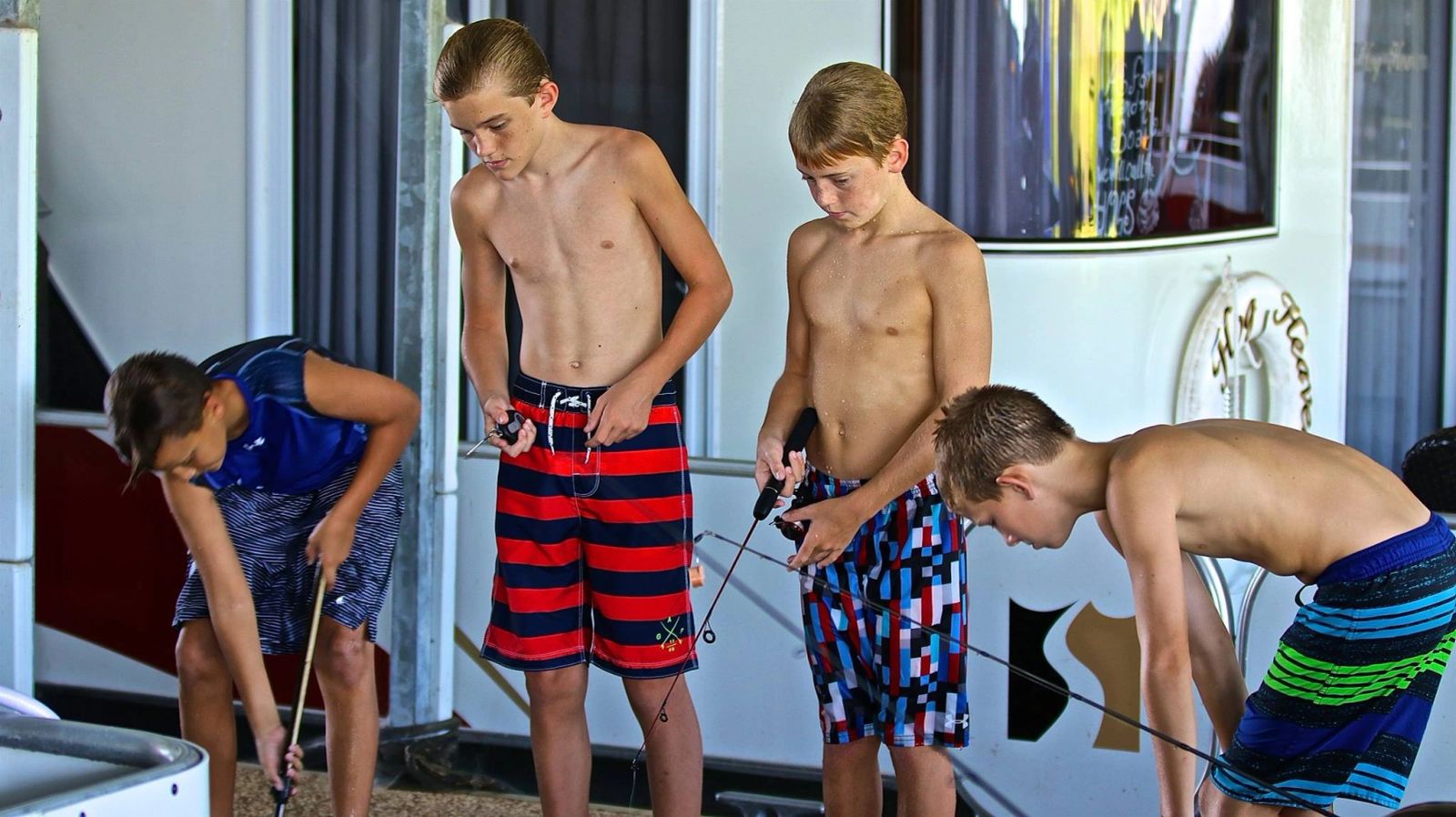 Family preparing for a day on the water