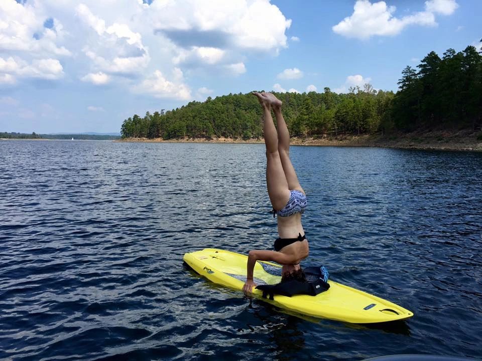 Jet skiing near the houseboat on Lake DeGray