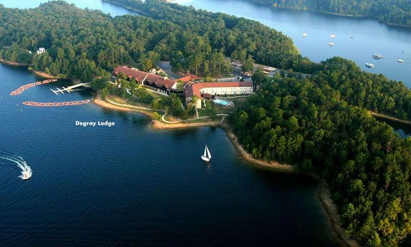 Aerial view of Iron Mountain Marina and DeGray Lake