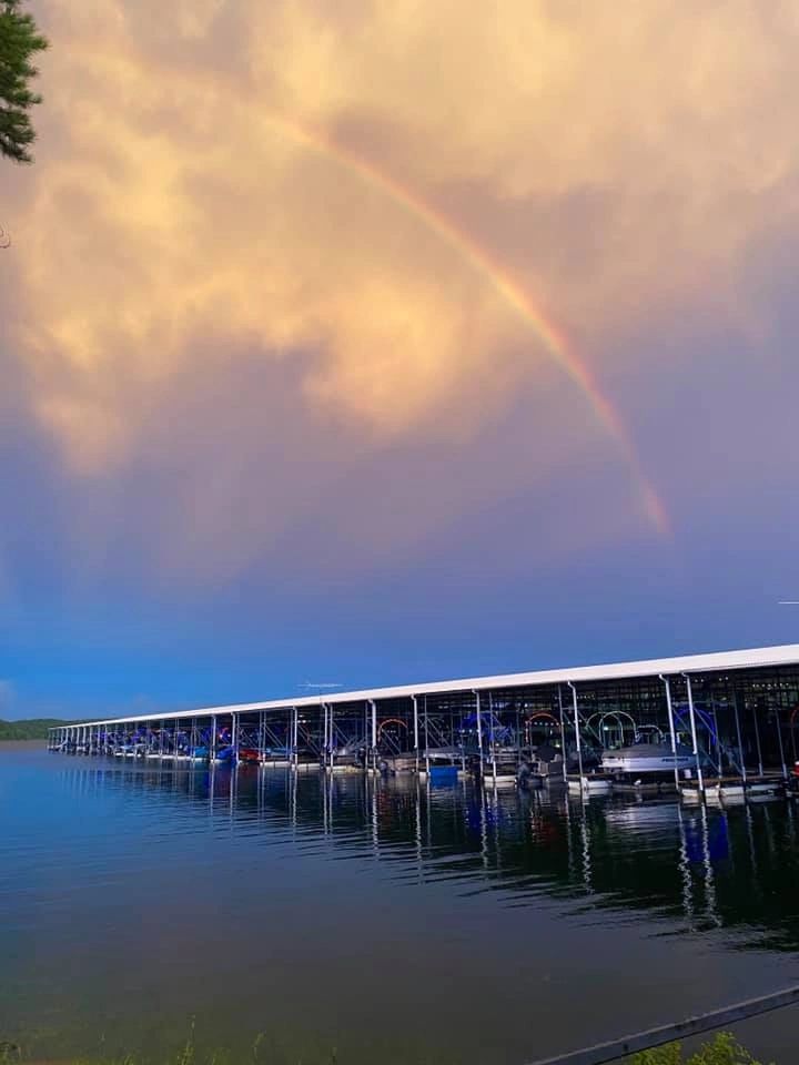 Rainbow over S Dock and the marina